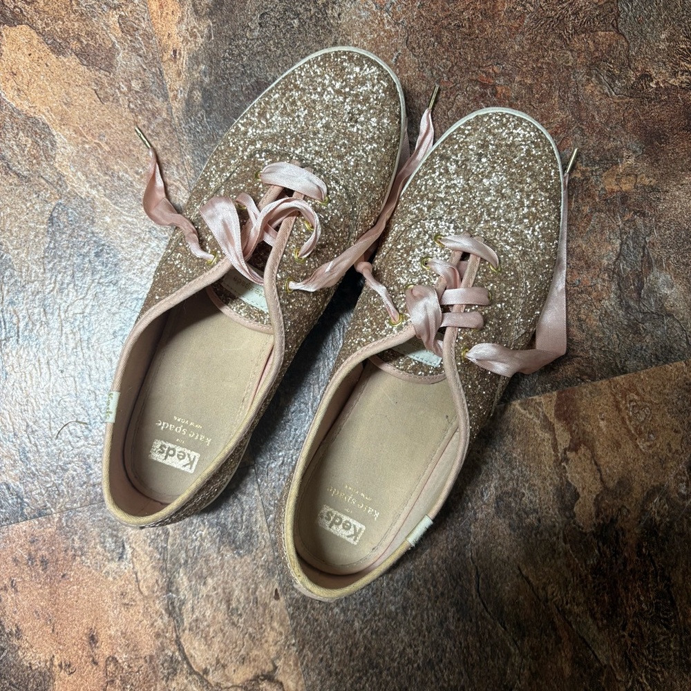 Keds Women's Sparkle Sneakers - Gold and Pink